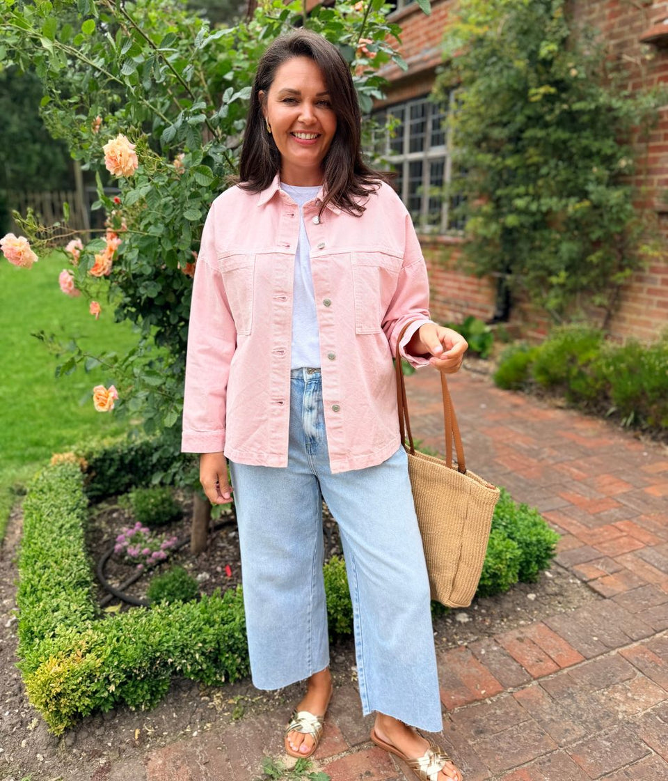 Pink Denim Pure Cotton Shacket
