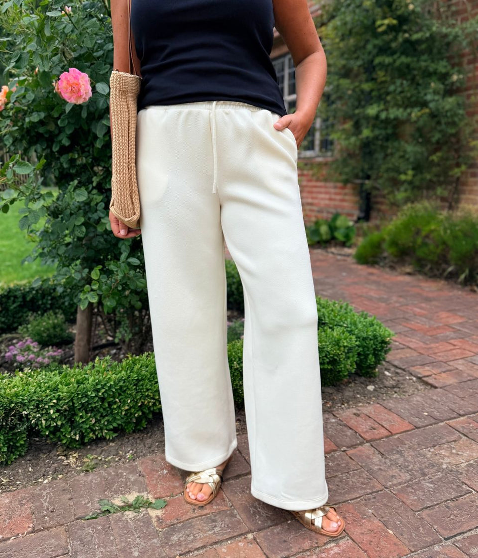 Cream Wide Leg Joggers