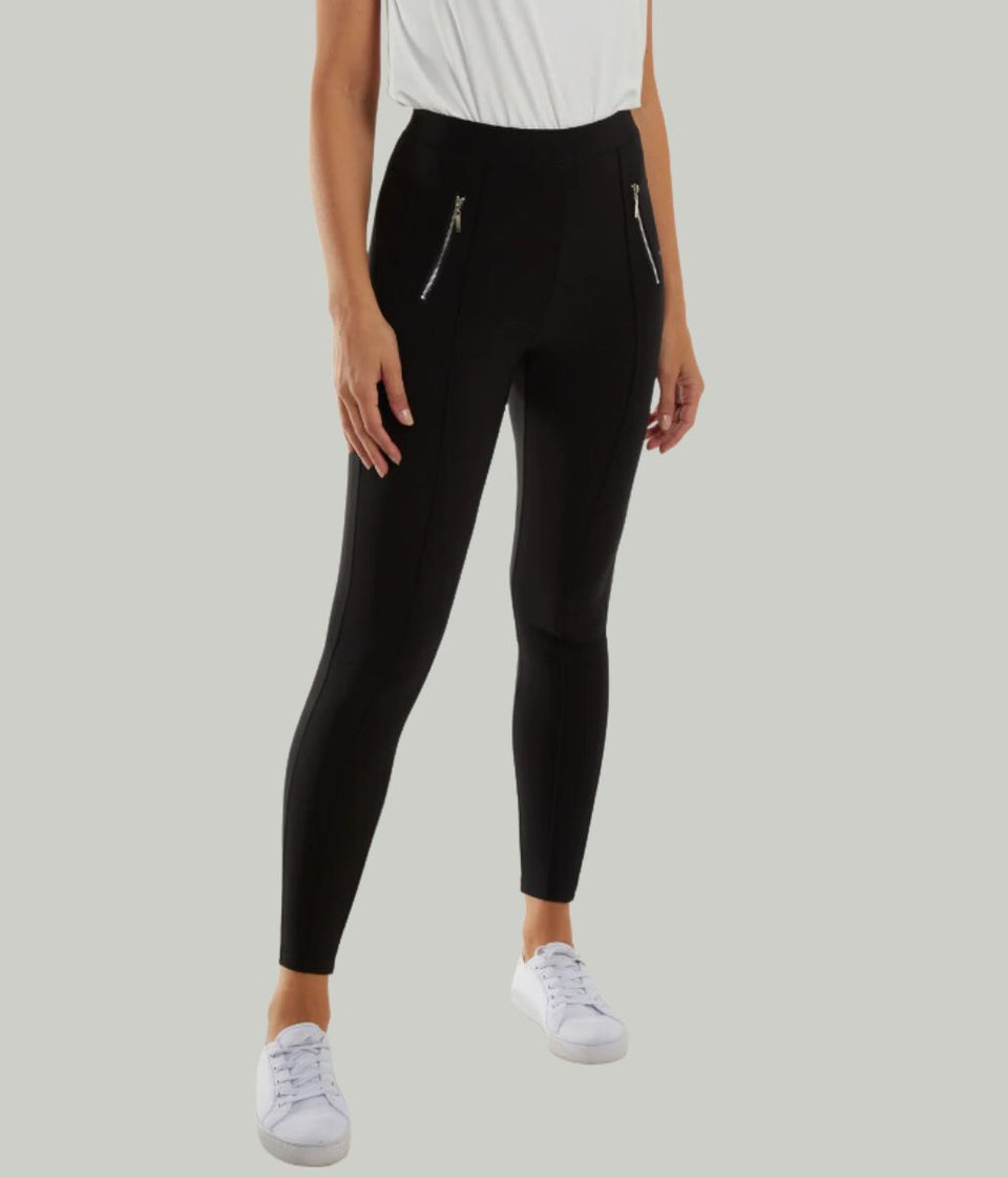 Black Zip Pocket Ponte Trousers