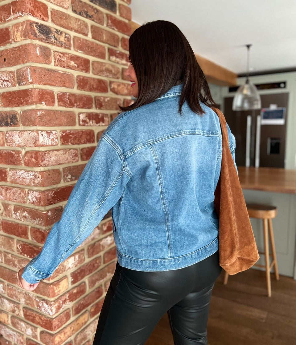 Medium Wash Boyfriend Denim Jacket