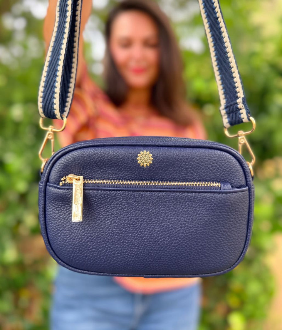 POM Navy Vegan Leather Camera Bag