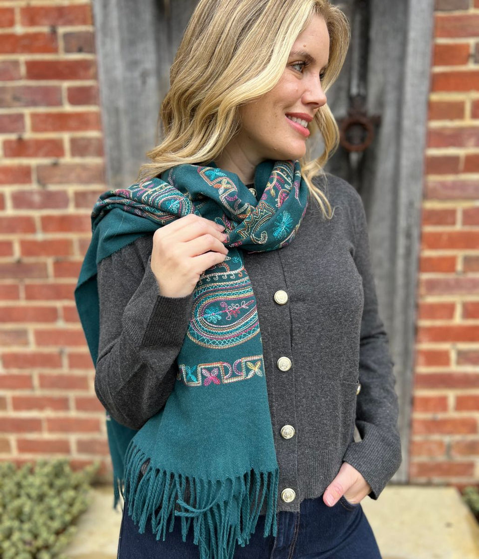 Charcoal Grey Cardigan with Gold Buttons