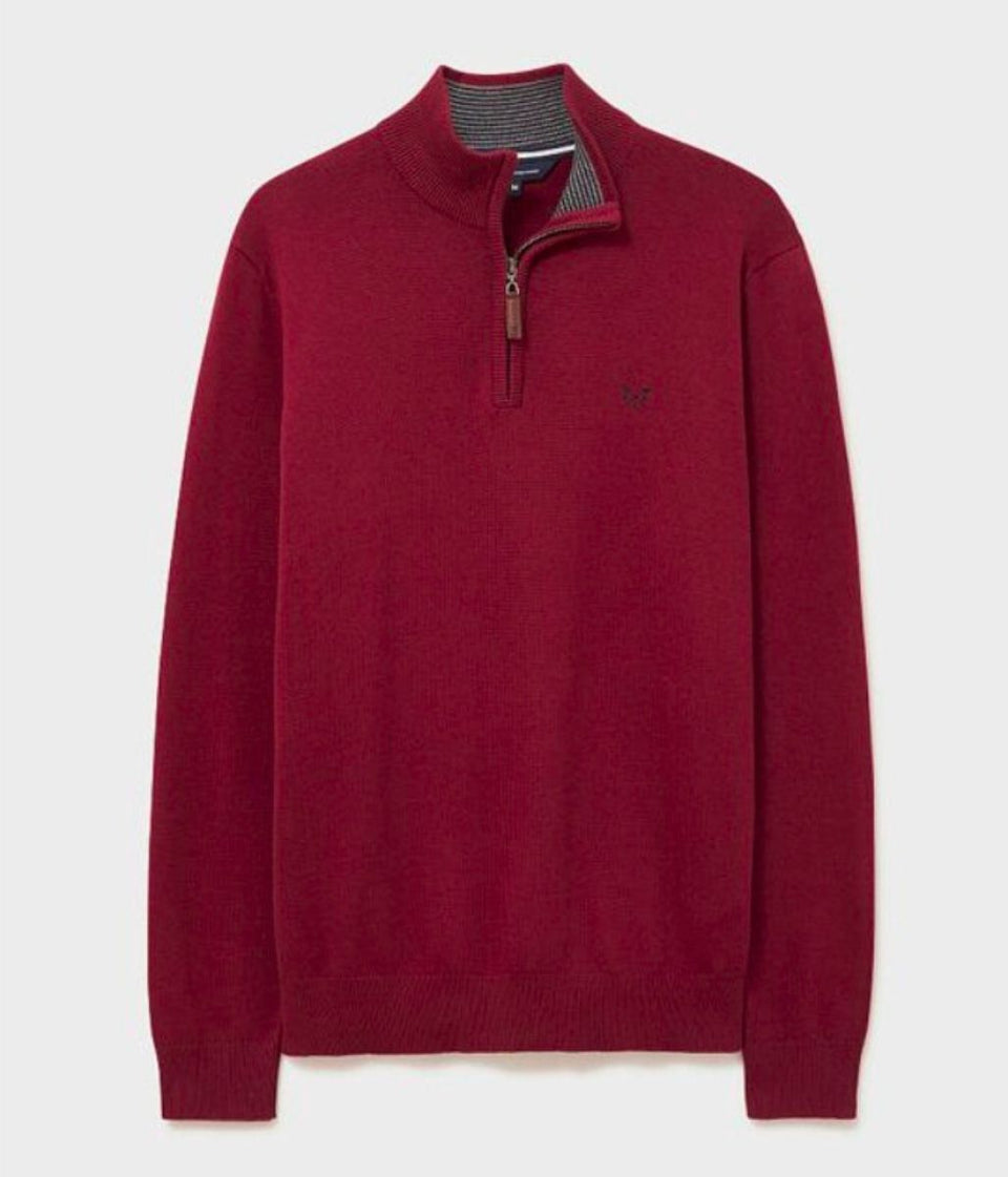 Red Mens Cotton Half Zip Jumper