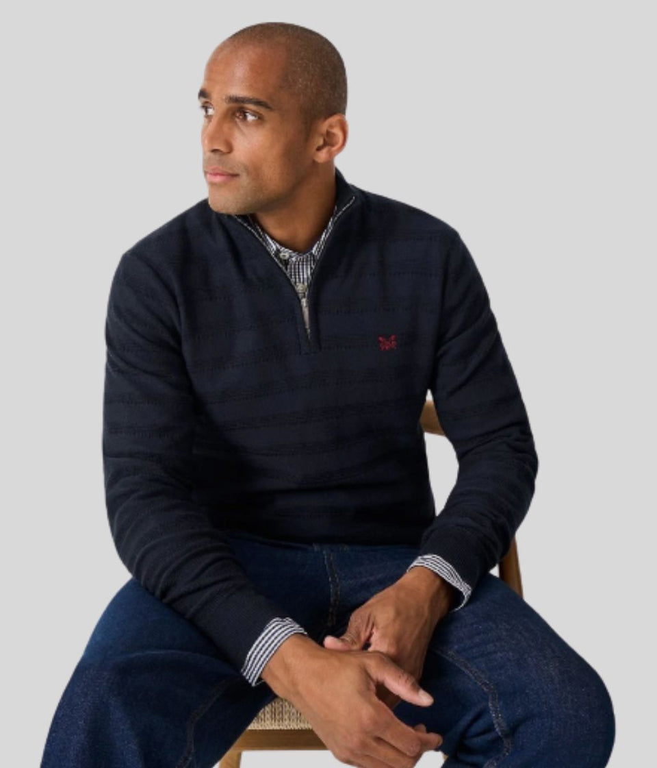 Navy Cashmere & Silk Blend 1/4 Zip Jumper