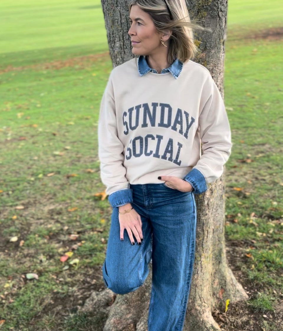 Ecru Pure Cotton Relaxed Slogan Sweatshirt