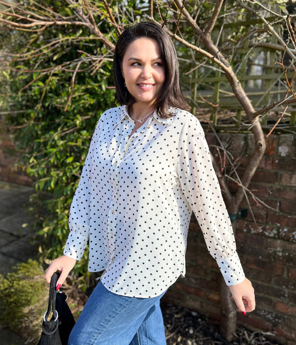 Ivory Dot Print Becca Shirt