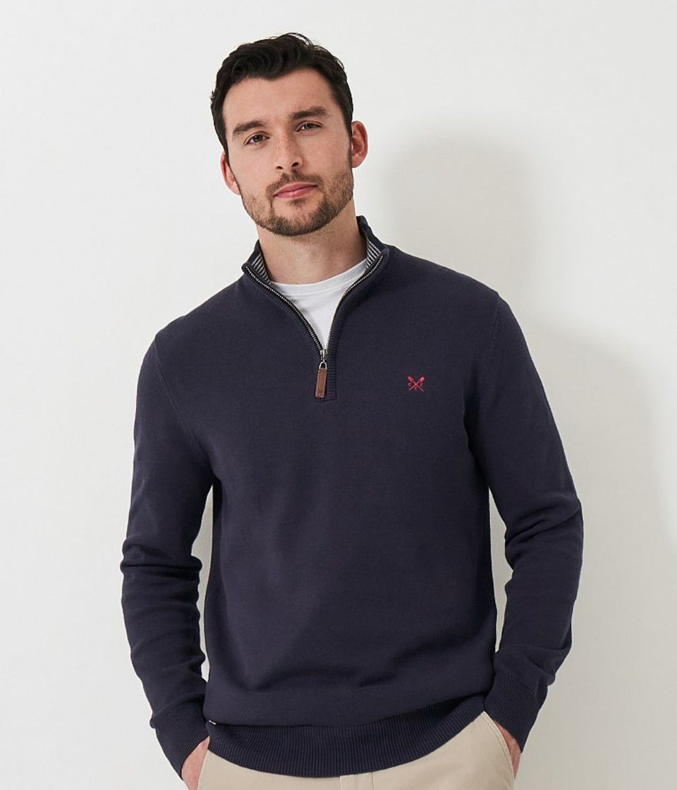 Navy Mens Cotton Half Zip Jumper
