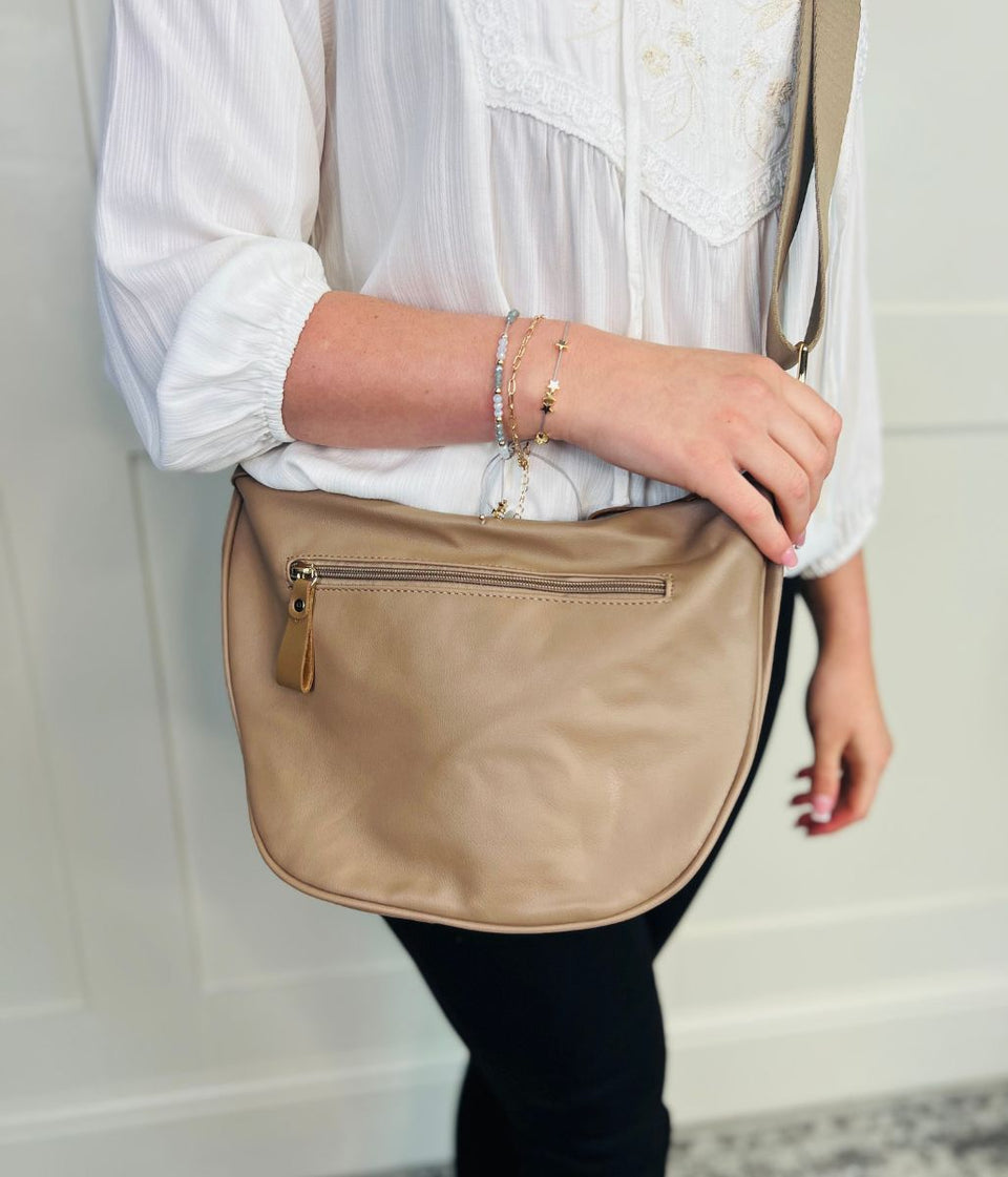 Soft Beige Crescent Sling Bag