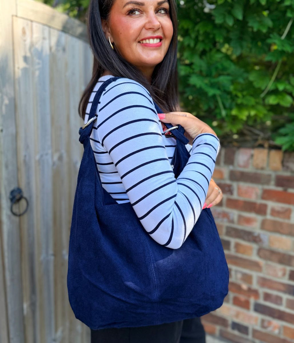 Navy Suede Willow Slouch Bag