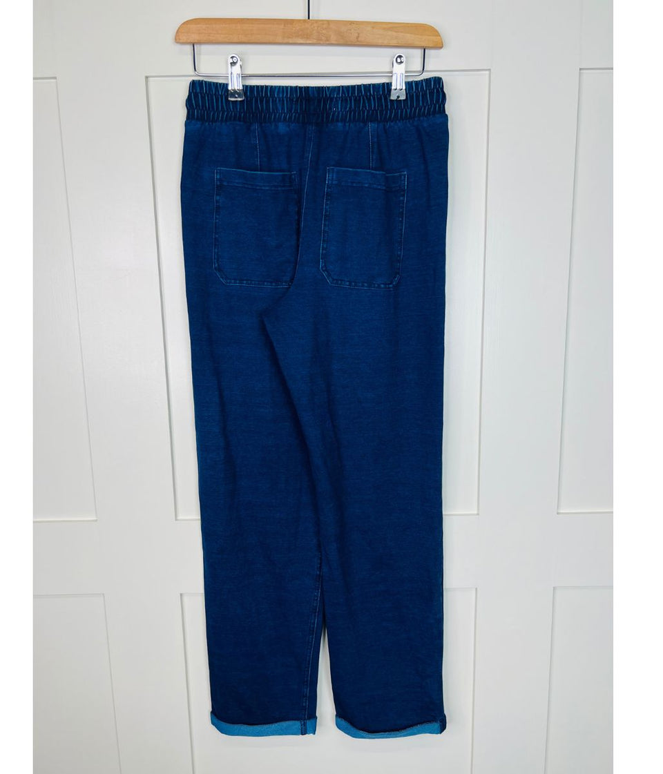 Cotton Rich Dark Denim Straight Leg Jogger Trousers