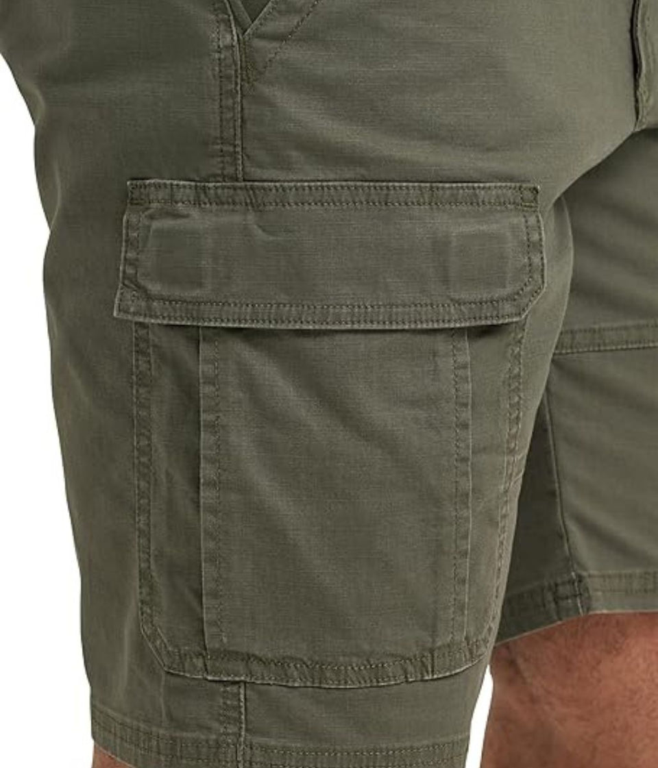 Mens Khaki Relaxed Fit Cargo Shorts