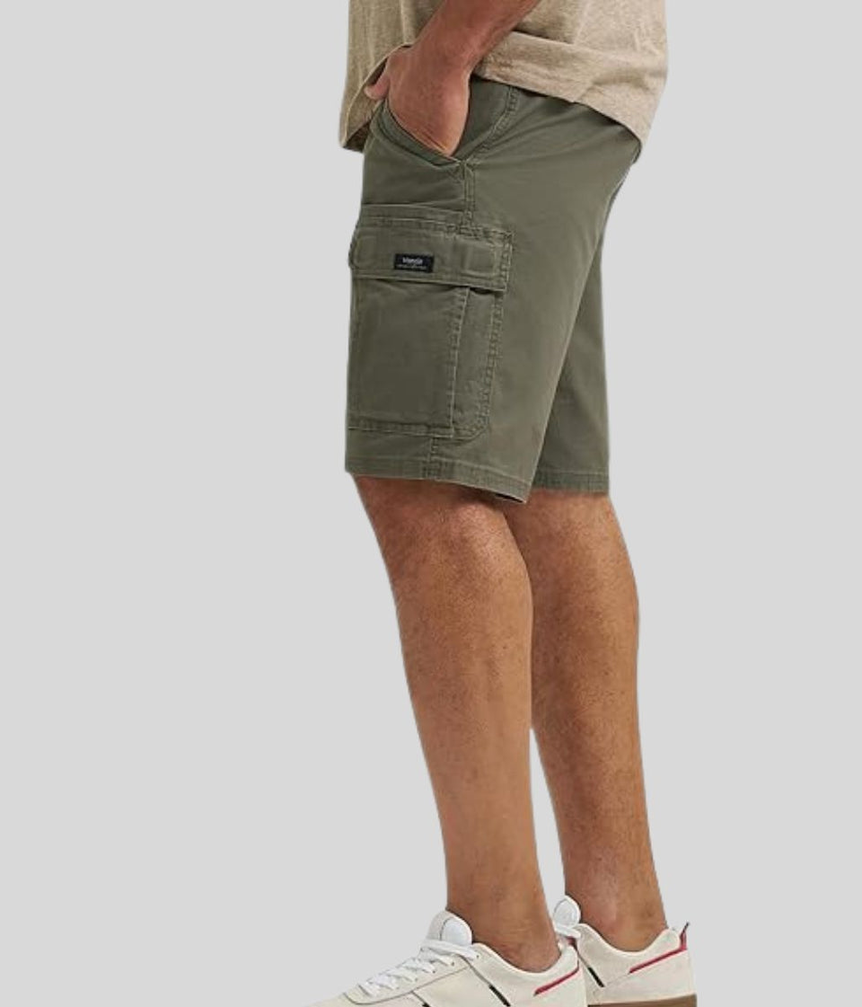 Mens Dark Green Relaxed Fit Cargo Shorts
