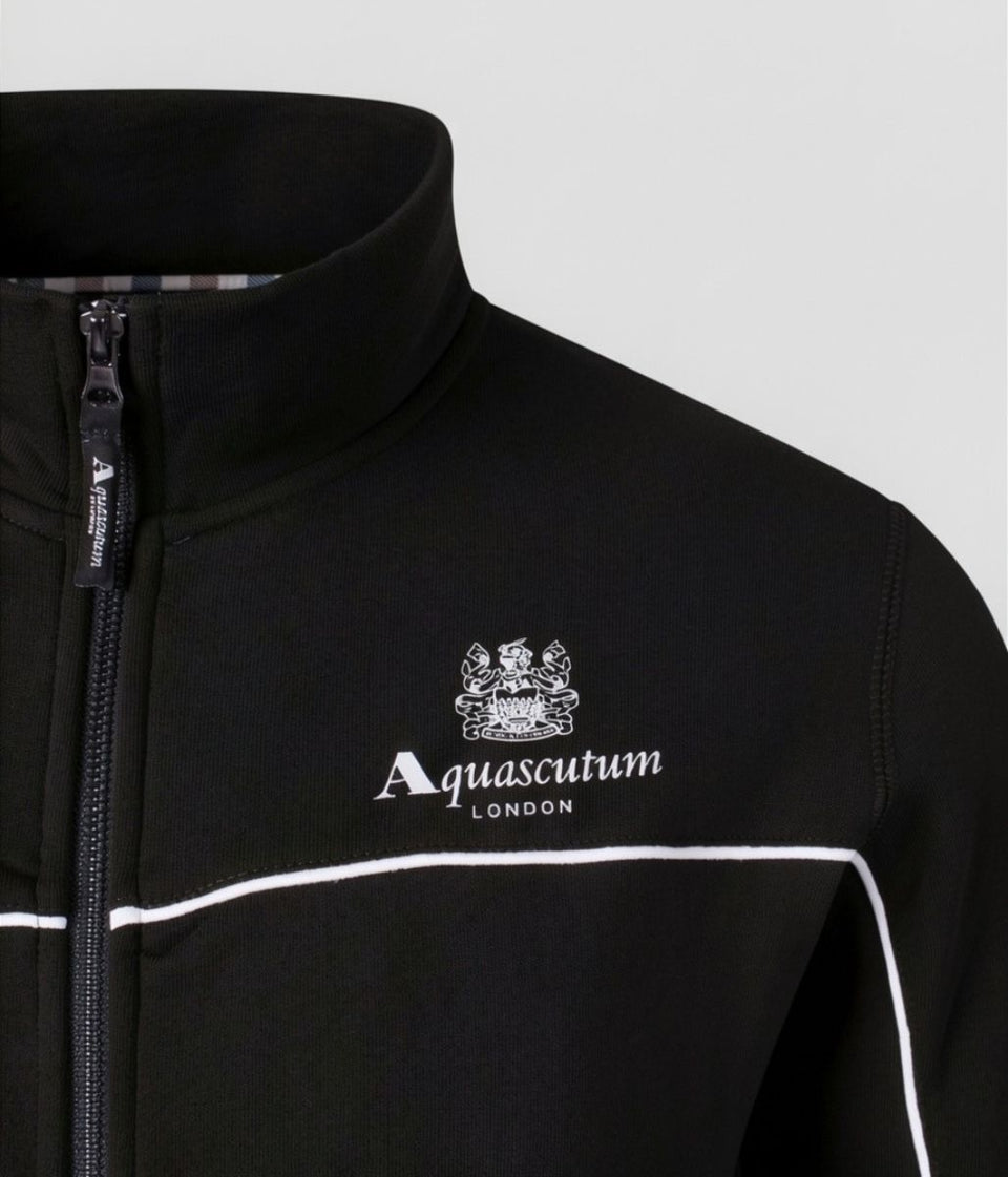 Black Aquascutum Active Piping Mock Neck Track Top