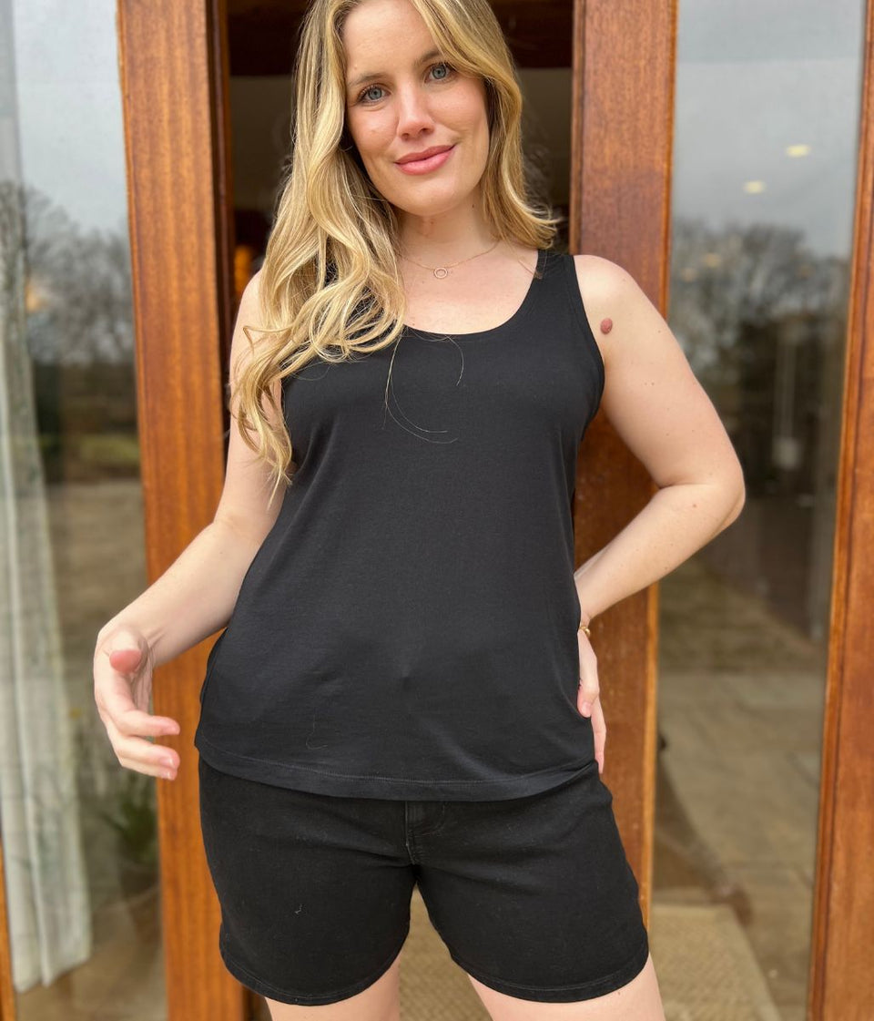 Black Relaxed Vest Top