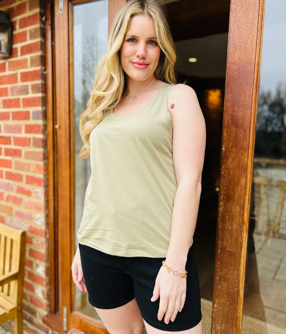 Green Relaxed Vest Top