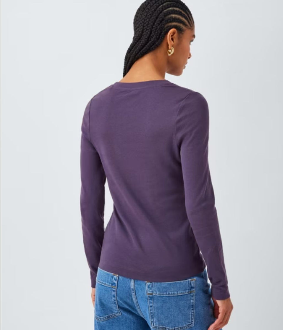 Purple Organic Cotton Long Sleeve T Shirt