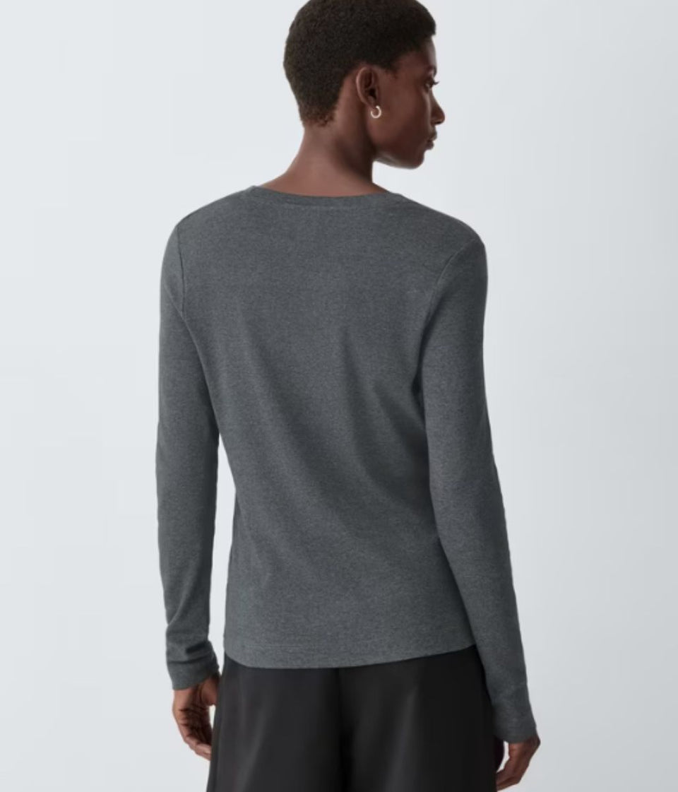 Grey Organic Cotton Long Sleeve T Shirt