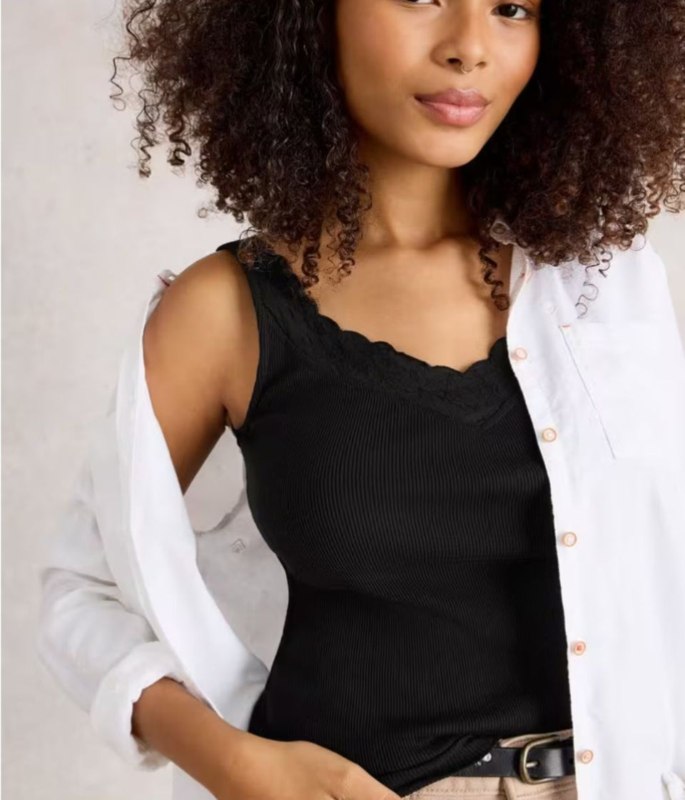 Black Sea Breeze Lace Trim Vest Top