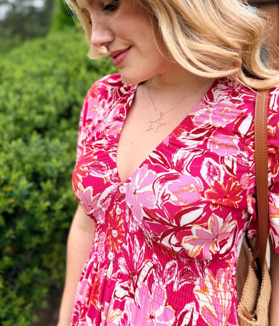Pink Menorca Midi Dress