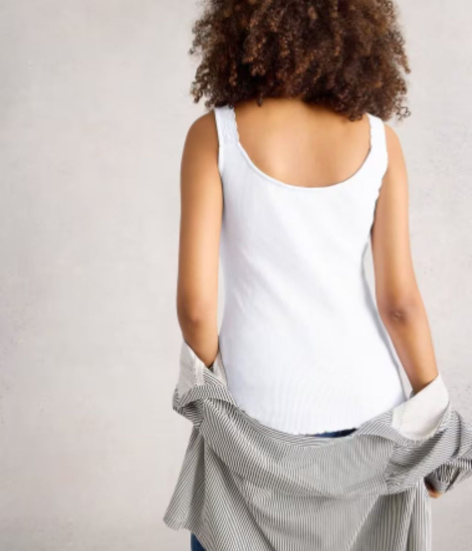 White Sea Breeze Lace Trim Vest Top