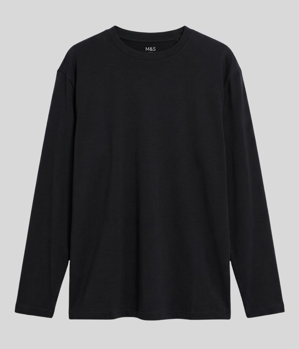 Mens Black Relaxed Fit Ultimate Long Sleeve T Shirt