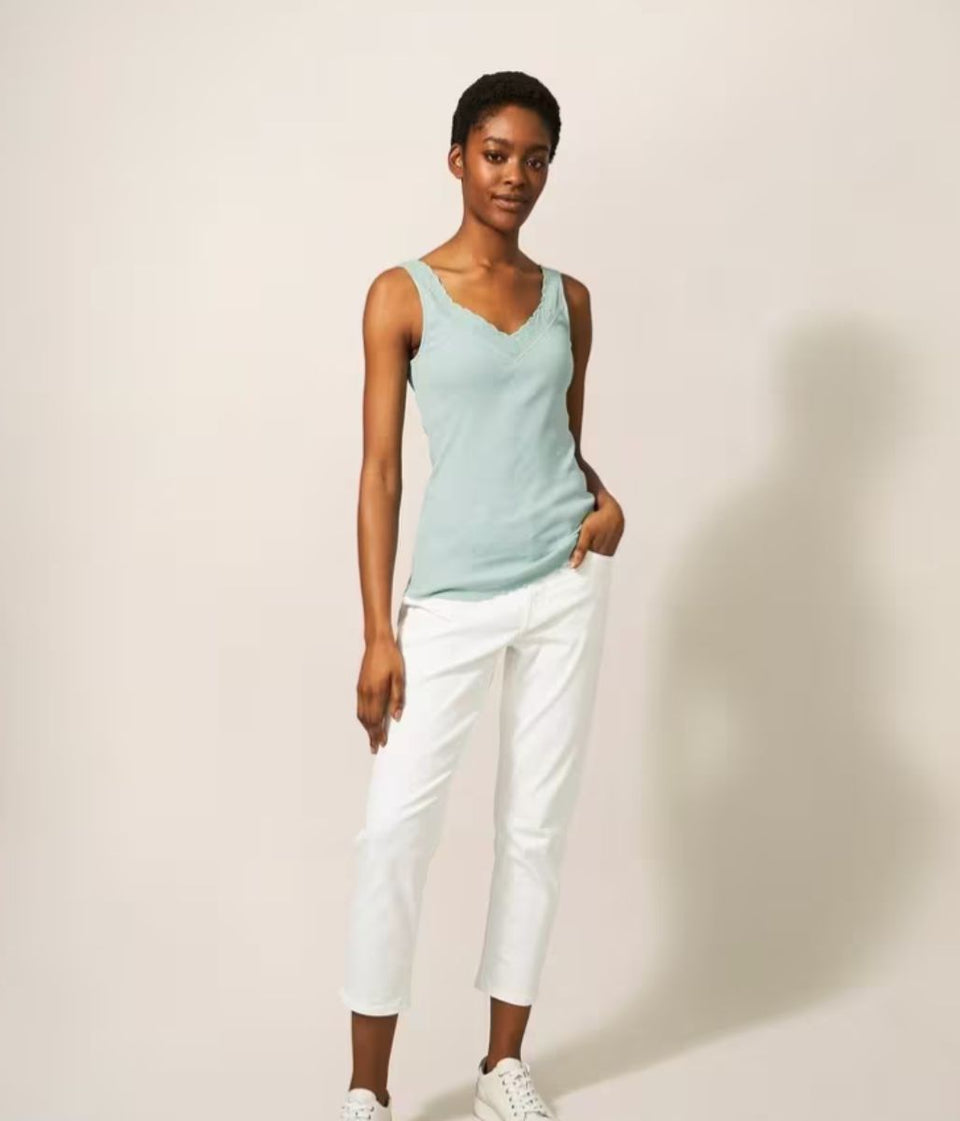 Light Green Sea Breeze Lace Trim Vest Top