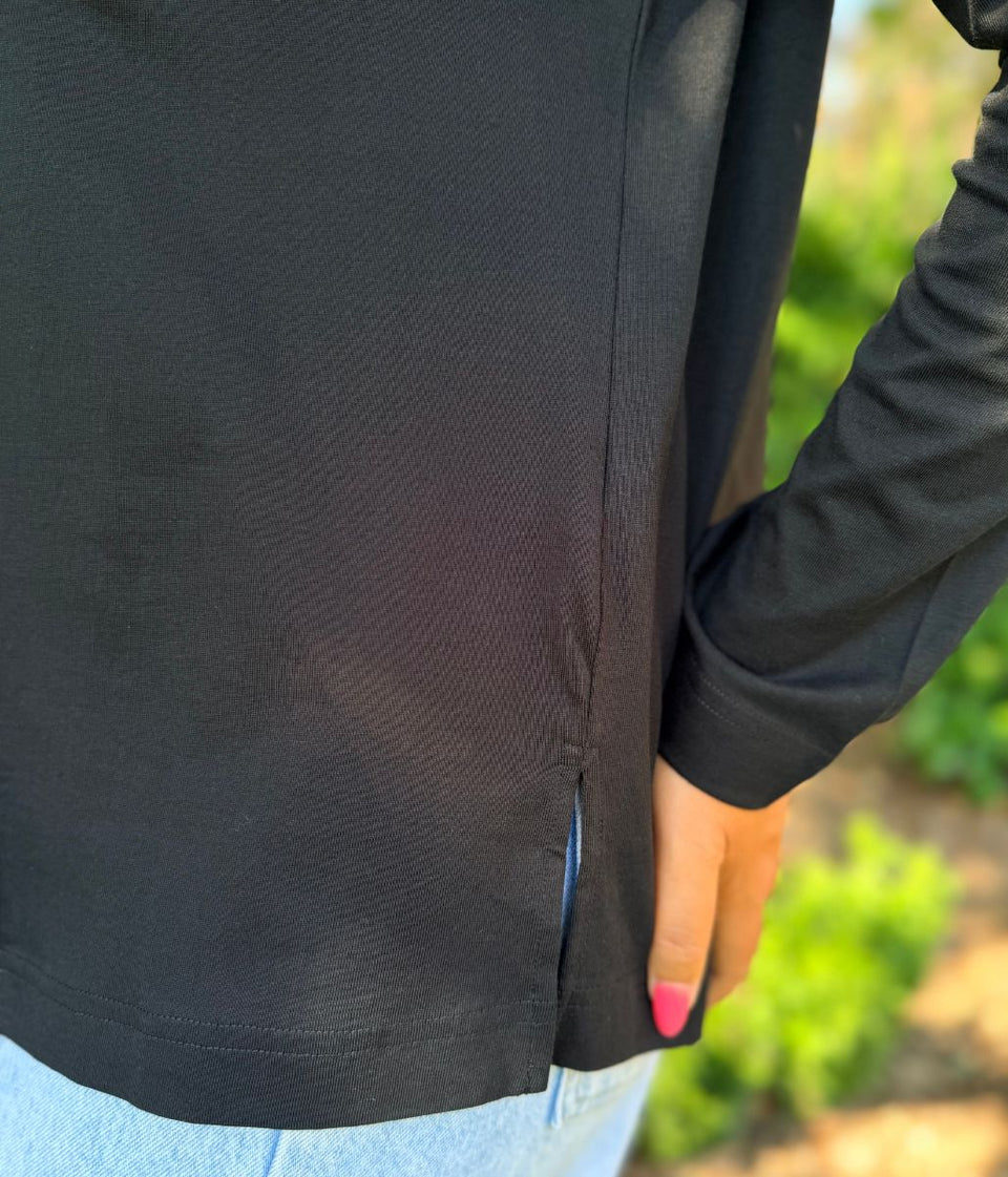 Black Relaxed Organic Cotton Tunic Top