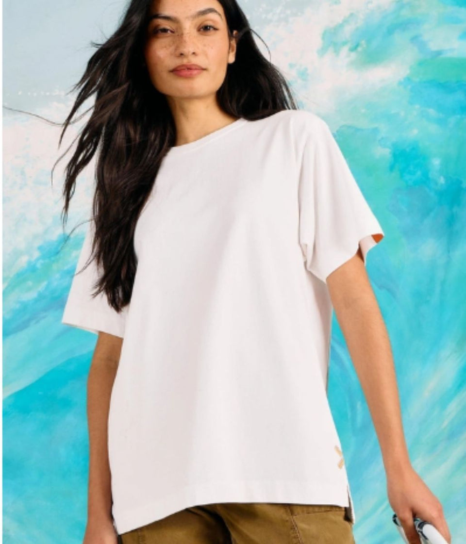 White Cotton Relaxed Graphic T Shirt