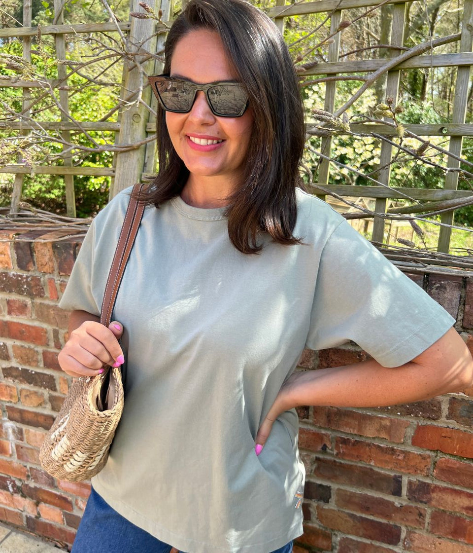 Green Cotton Relaxed Graphic T Shirt