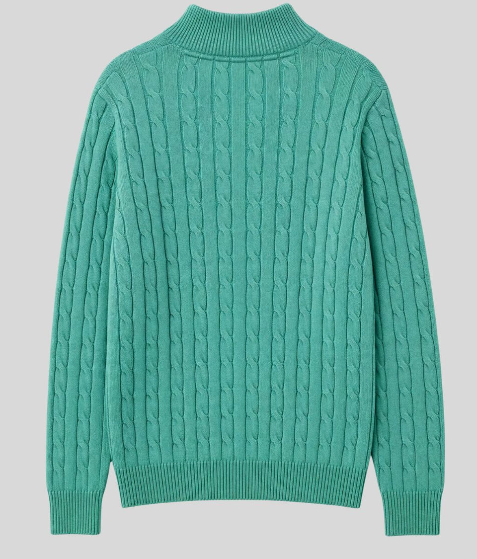 Green Mens Oarsman Cotton Half Zip Jumper