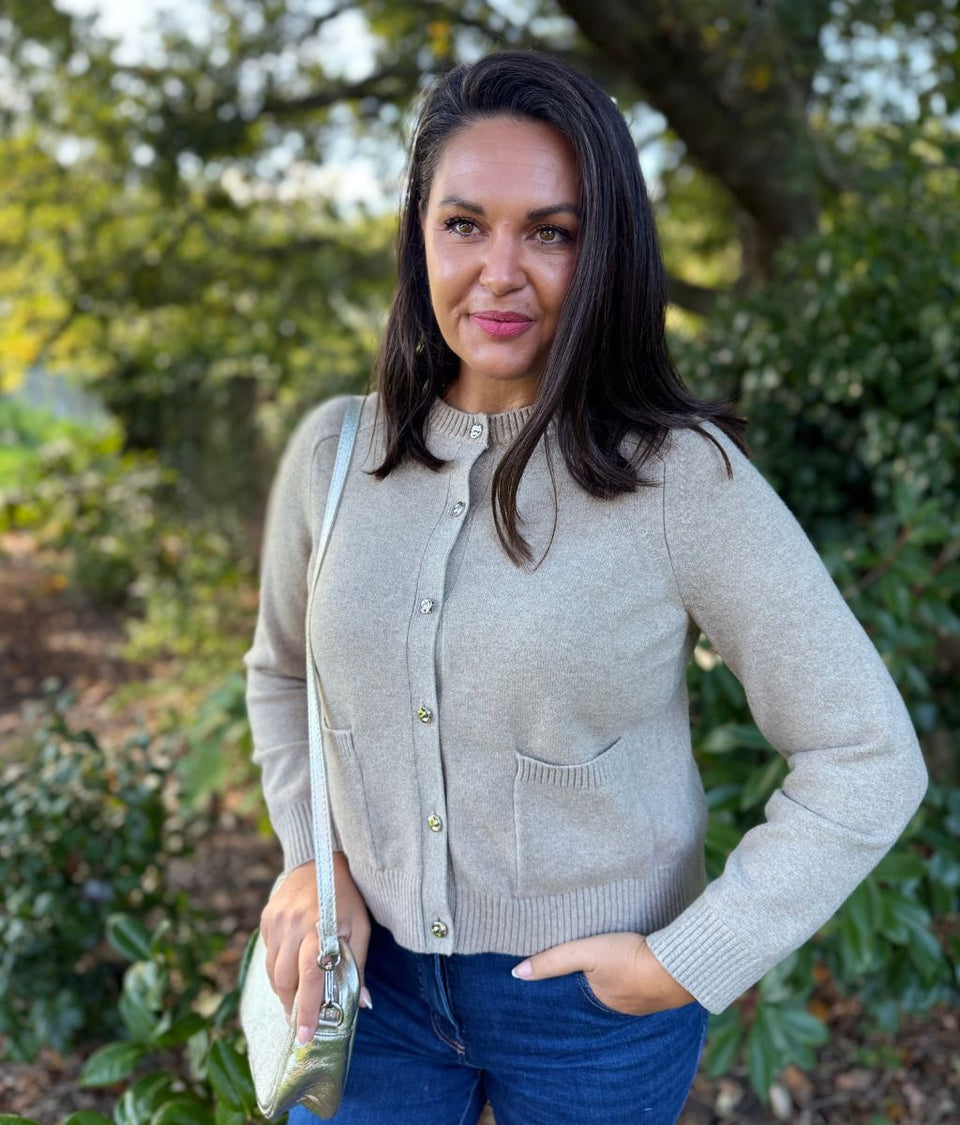 Cappuccino Gold Button Pocket Cardigan