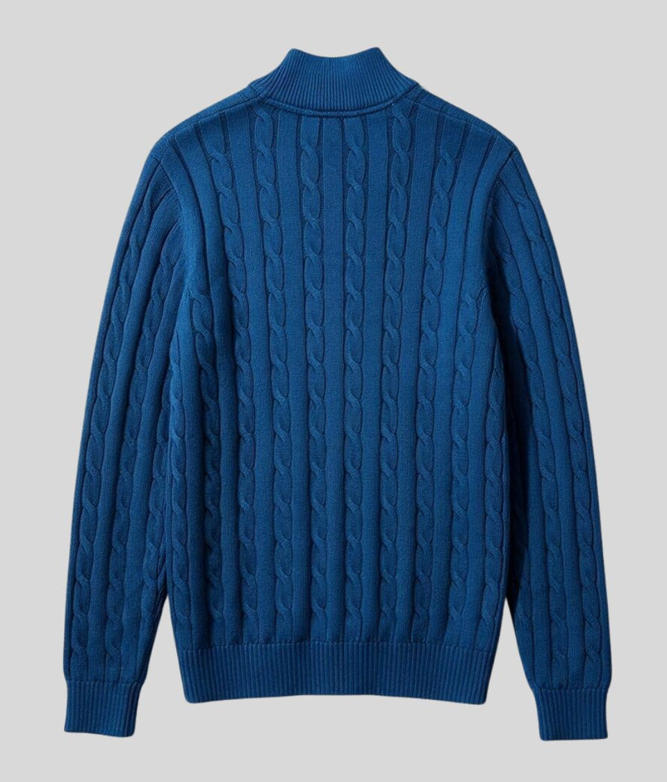 Petrol Blue Mens Oarsman Cotton Half Zip Jumper