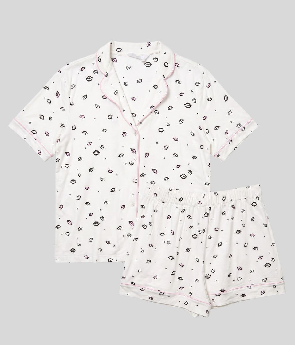 Lips Print Revere Short Pyjama Set