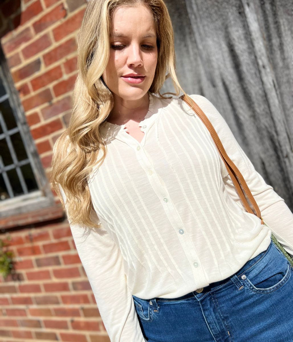 Brakeburn Cream Pleated Jersey Blouse