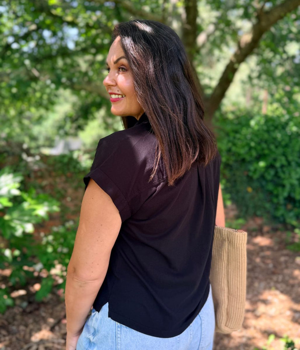 Black Cap Sleeve Shirt