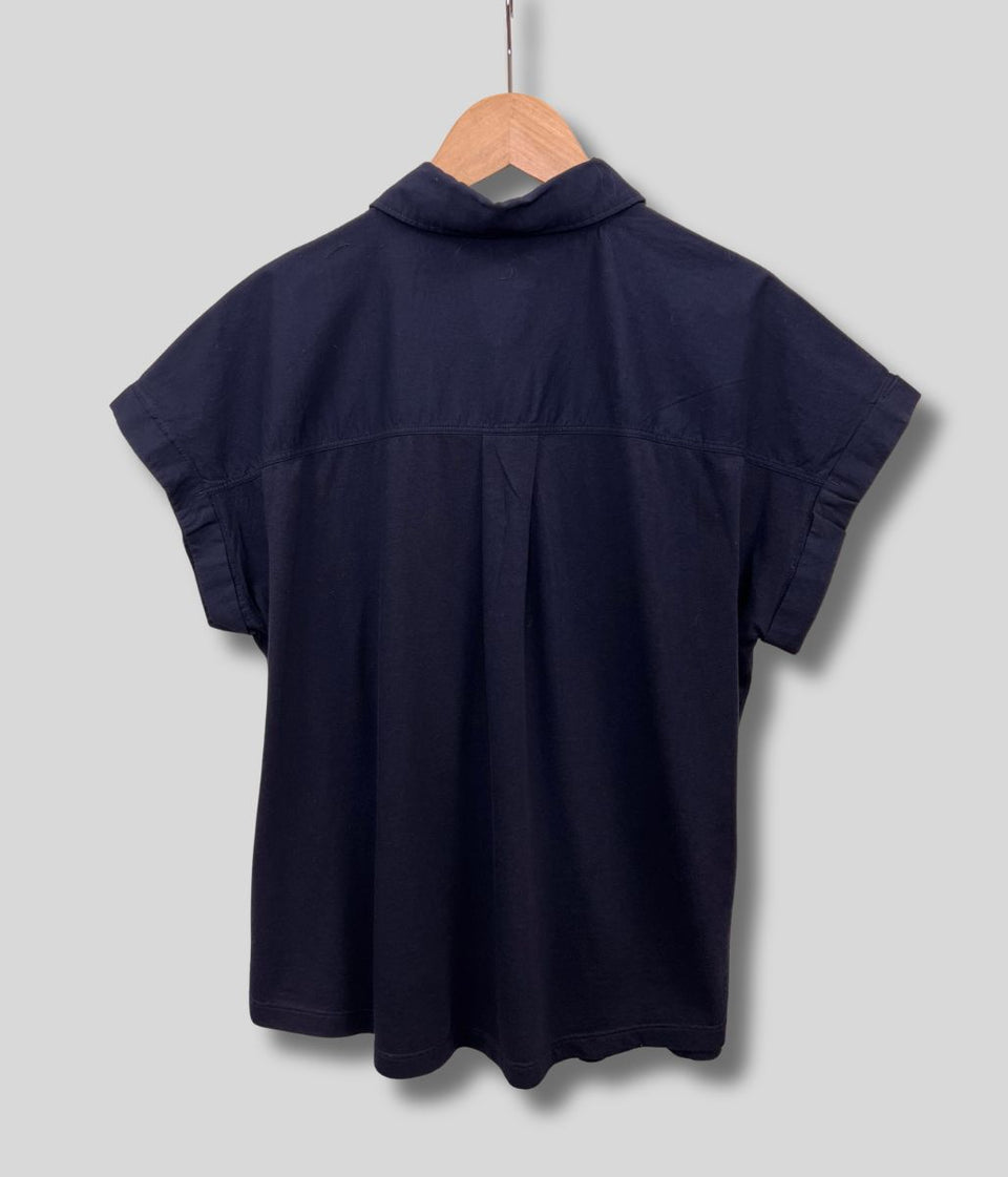 Navy Cap Sleeve Shirt