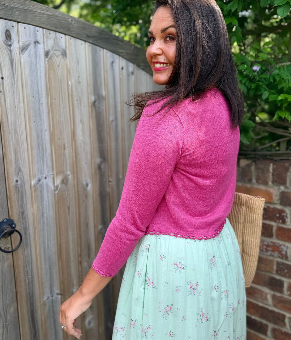 Hibiscus Linen Bolero Cardigan