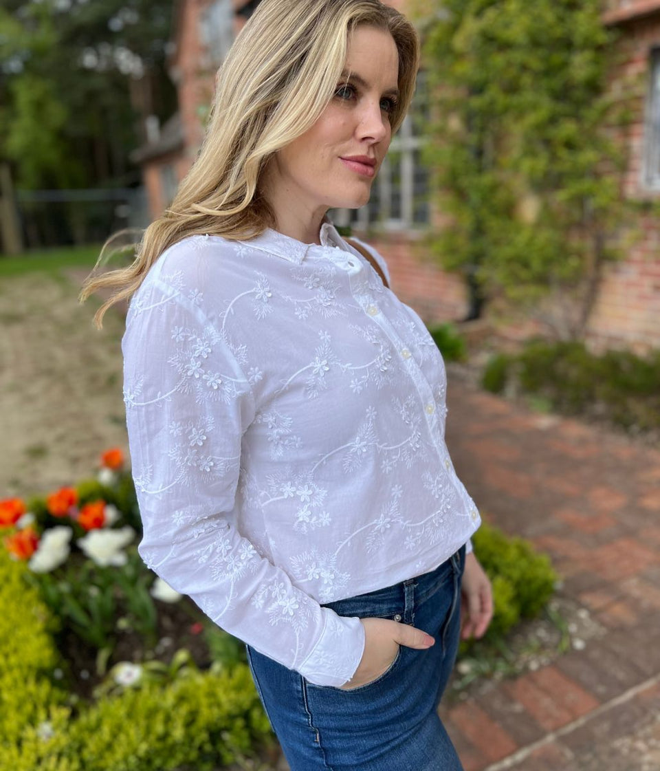 Brakeburn Ivory Embroidered Blouse