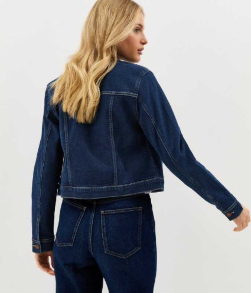 Dark Indigo Button Front Denim Jacket