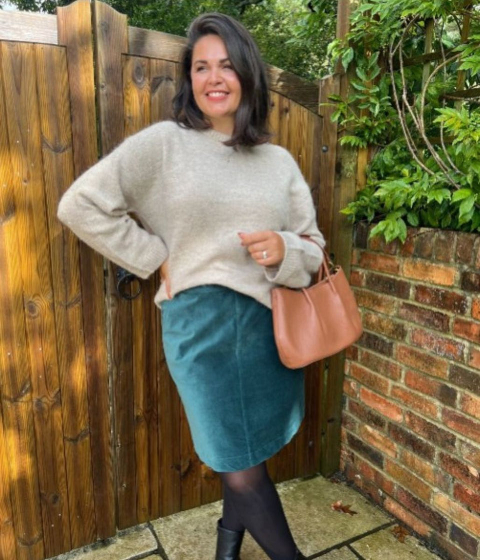 Mistral Teal Moleskin Patch Pocket Skirt
