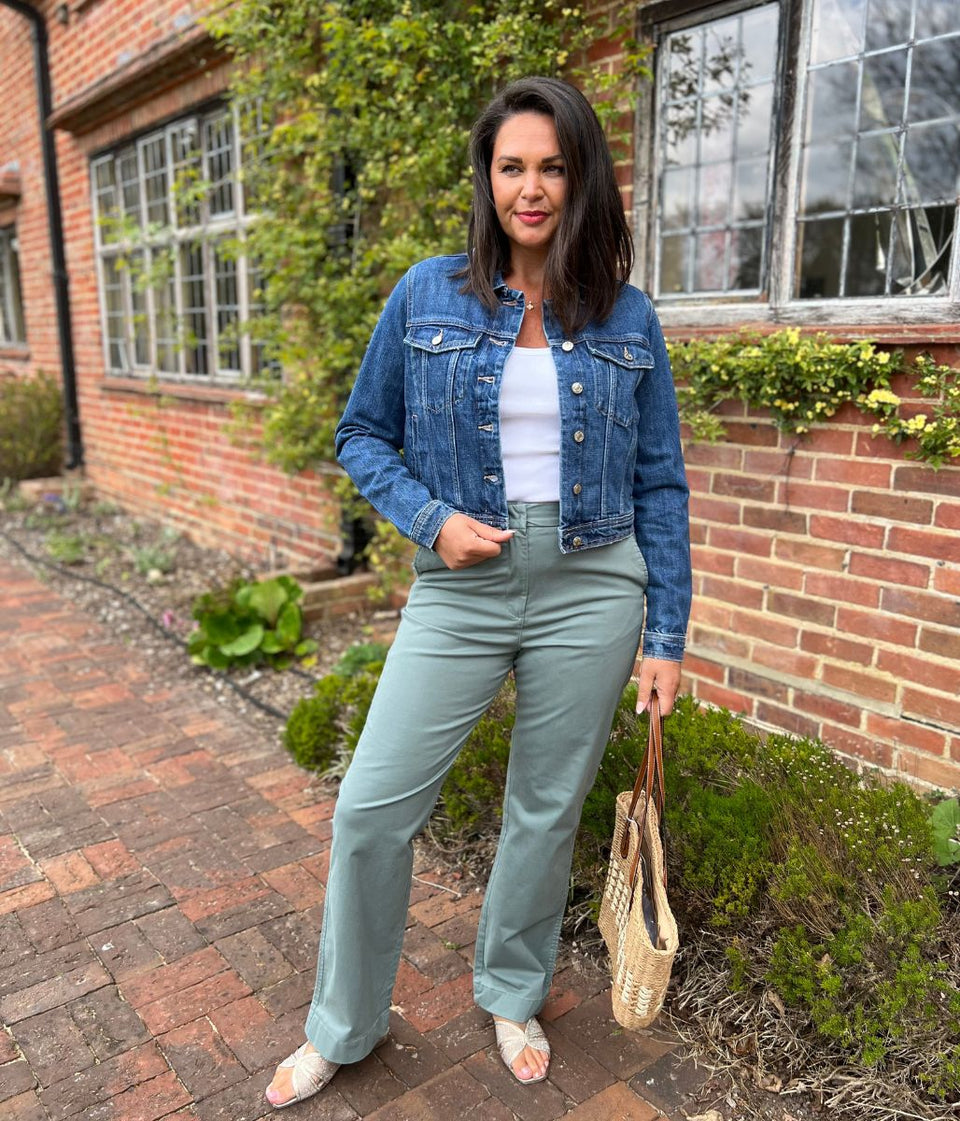 Green Straight Leg Chino Trousers