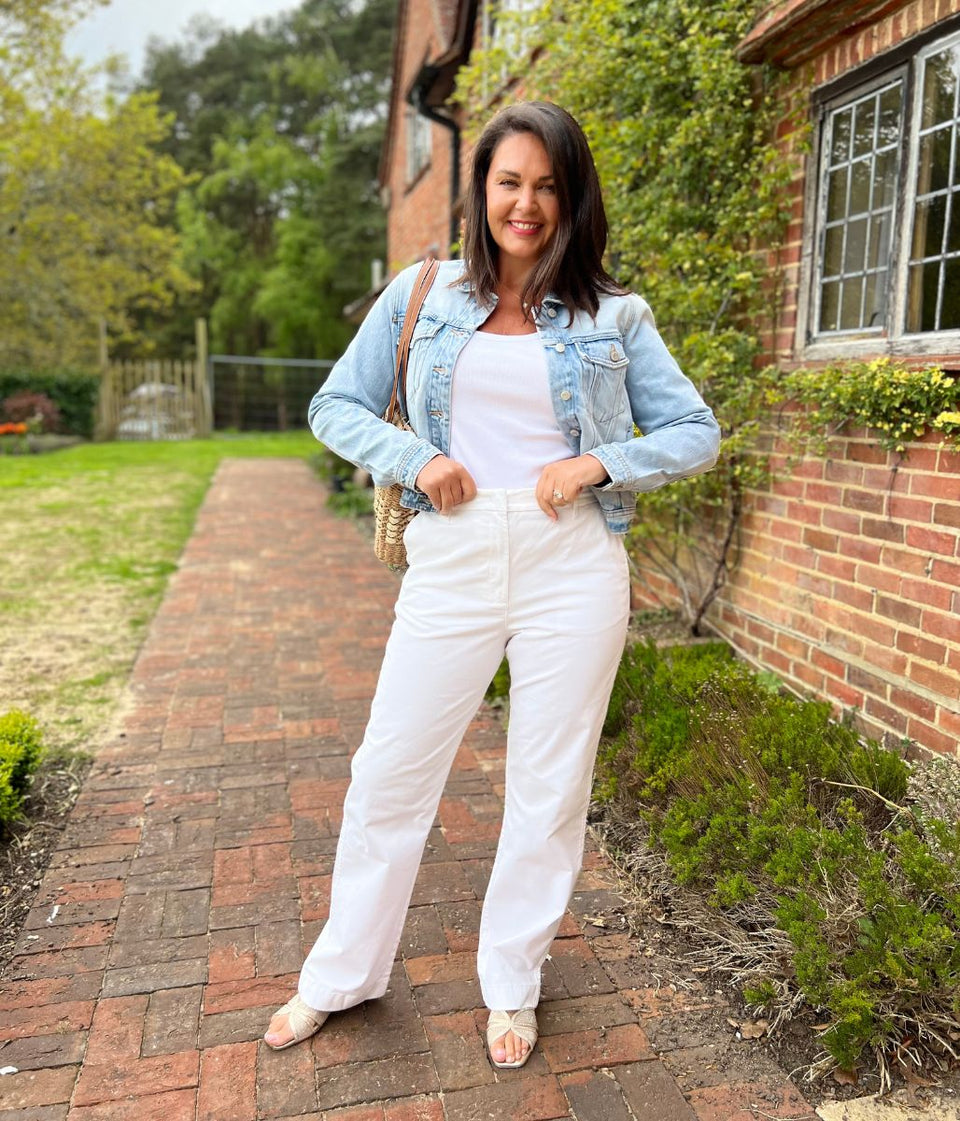 White Straight Leg Chino Trousers