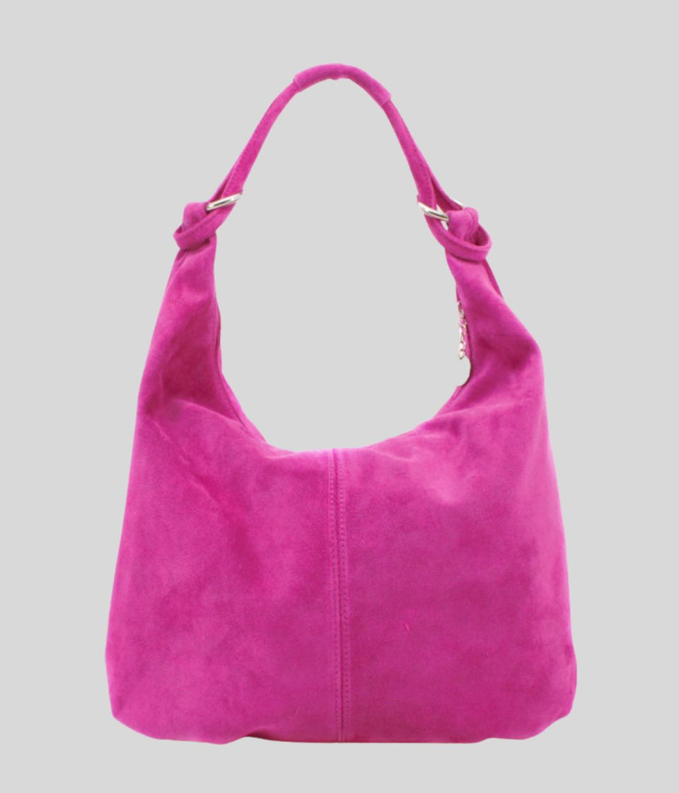Pink Suede Willow Slouch Bag