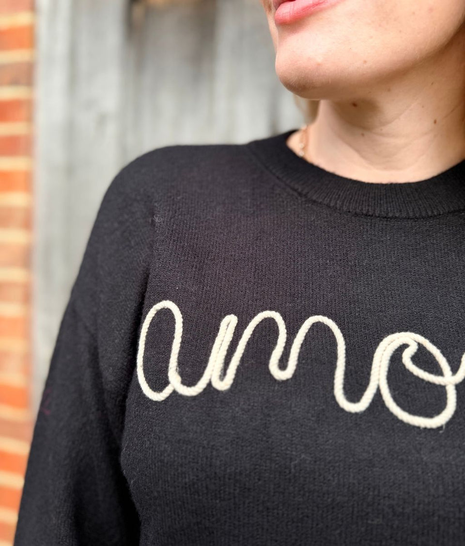 Black Soft Amour Script Jumper