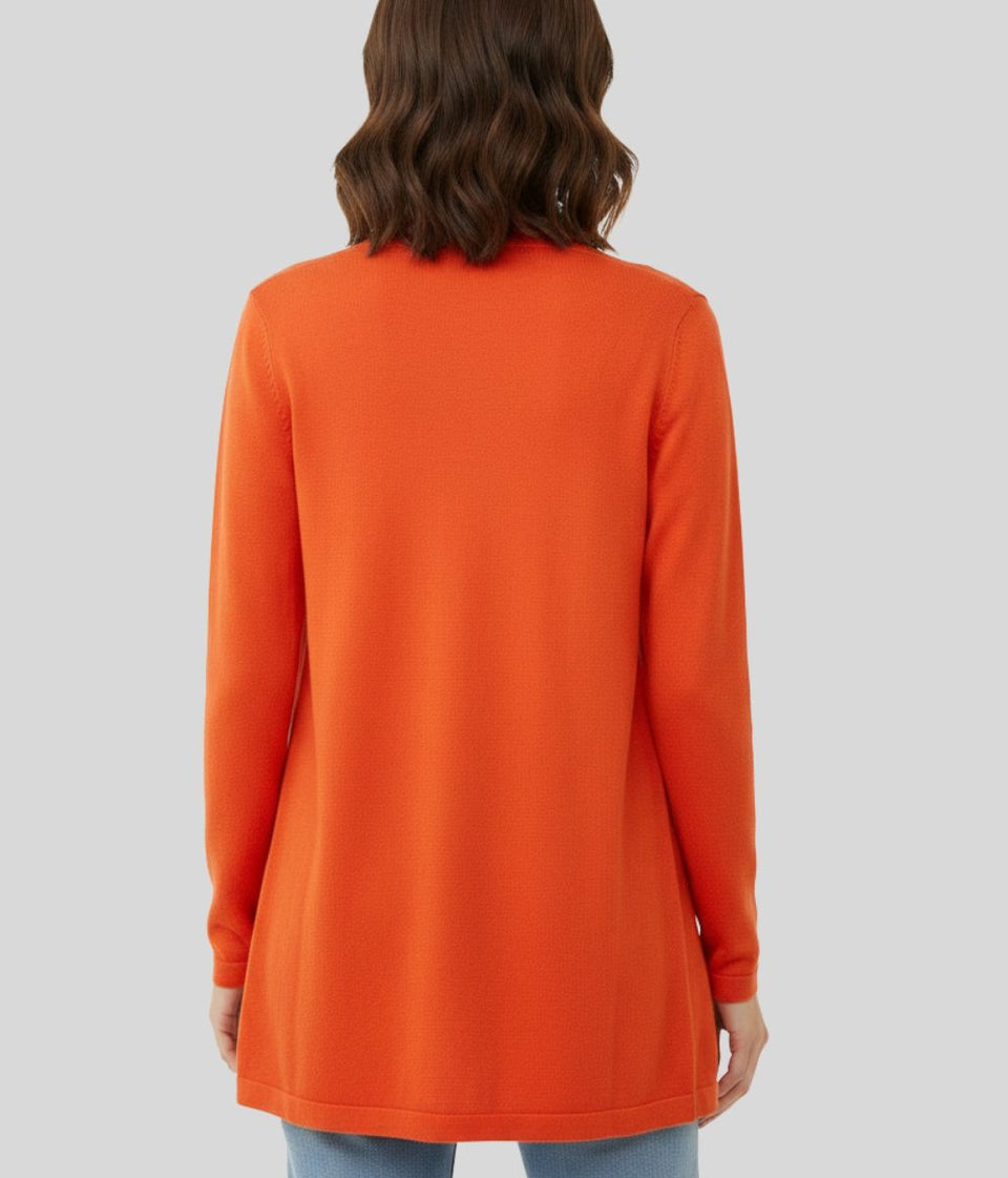 Orange Scallop Edge Open Cardigan