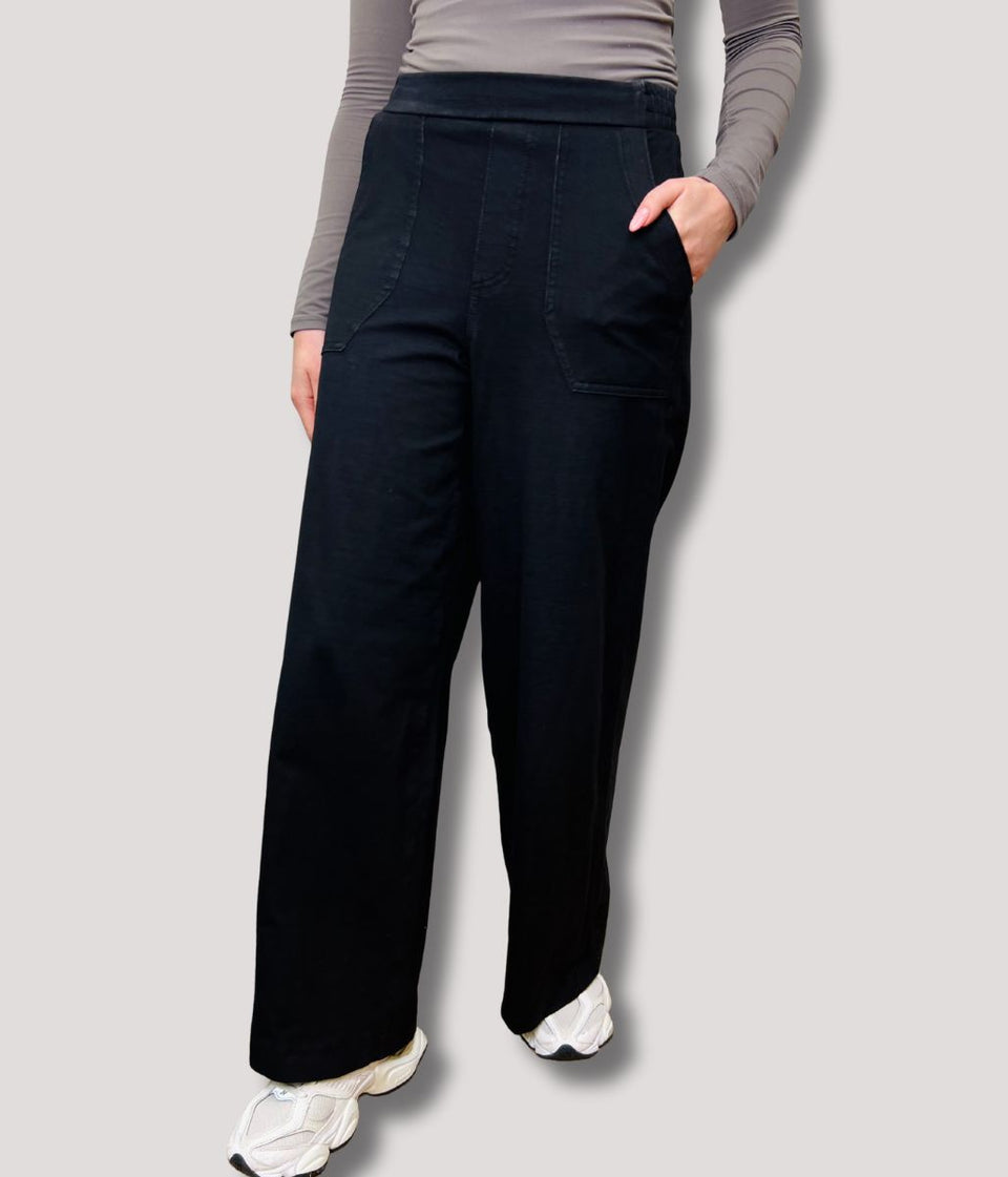 Black Casual Wide Leg Trousers