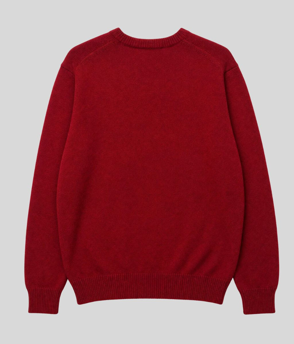 Mens Red Wool Crew Neck Jumper