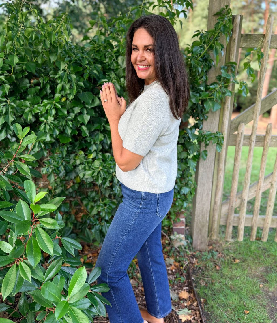 Grey Short Sleeve Jumper
