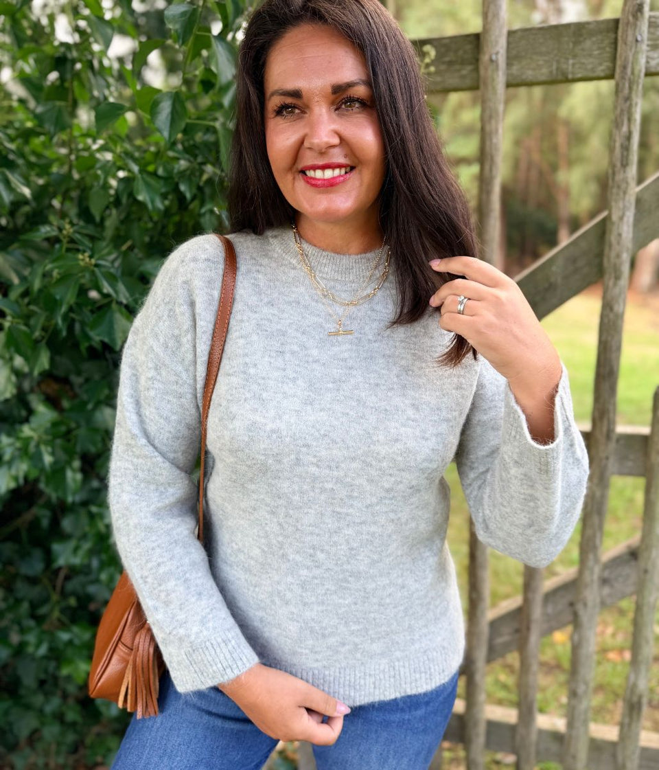 Grey Alpaca Wool Blend Jumper