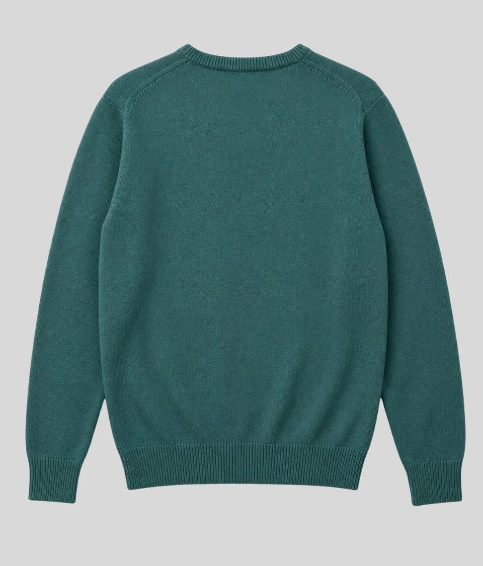 Mens Green Wool Crew Neck Jumper